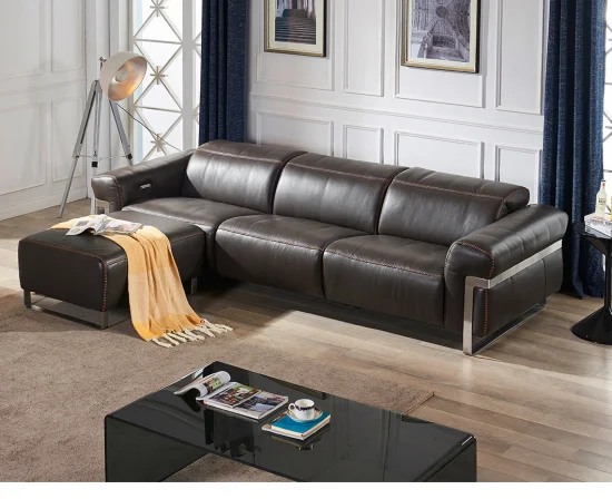 Leisure Contamporary Concise Home Furniture Living Room Apartment Leather Lift Daybed Recliner Sofa